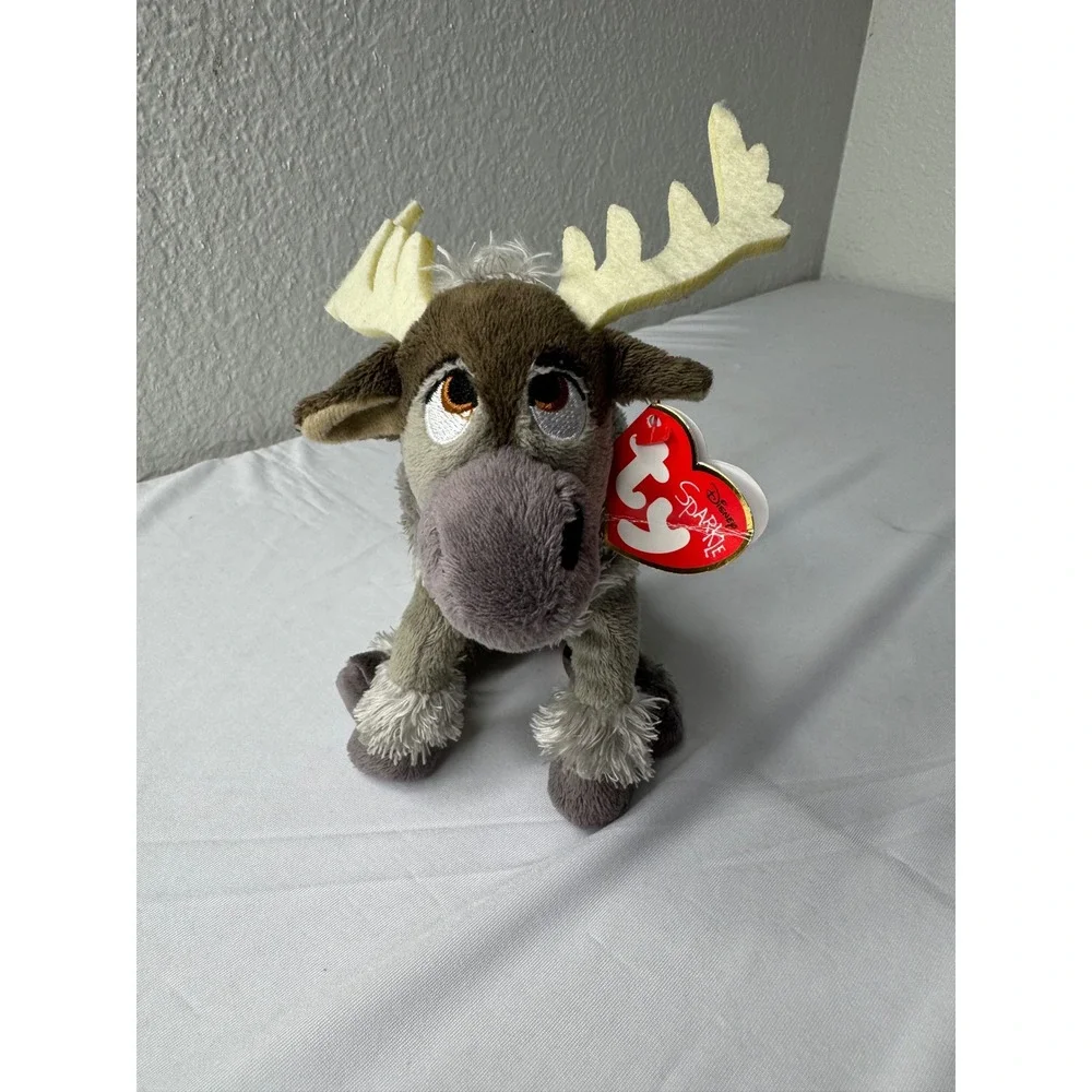 Ty Beanie Babies Disney Frozen Sven Reindeer Sparkle Plush 2014 Grey Brown 41151
